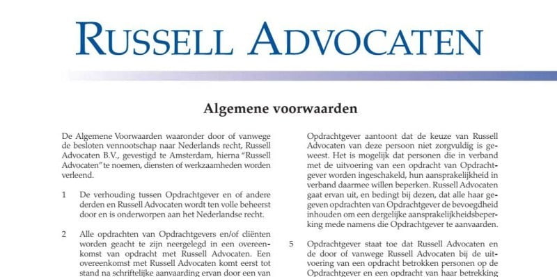 russell advocaten algemene voorwaarden