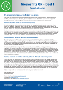 Nieuwsflits: Ondernemingsraad in tijden van crisis | Russell Advocaten Amsterdam