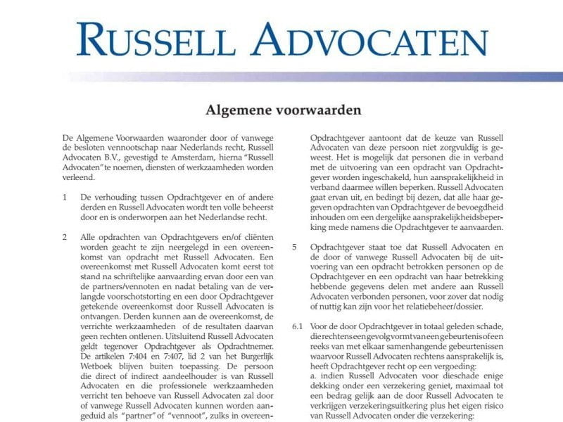 Contracten: De voordelen van voorwaarden - Russell Advocaten Amsterdam
